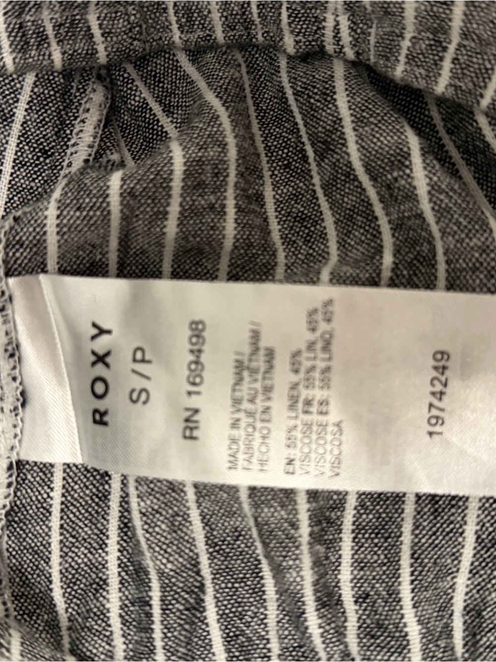 Roxy Gray Pinstripe Wide-Leg Drawstring Pants SMALL - Picture 6 of 6